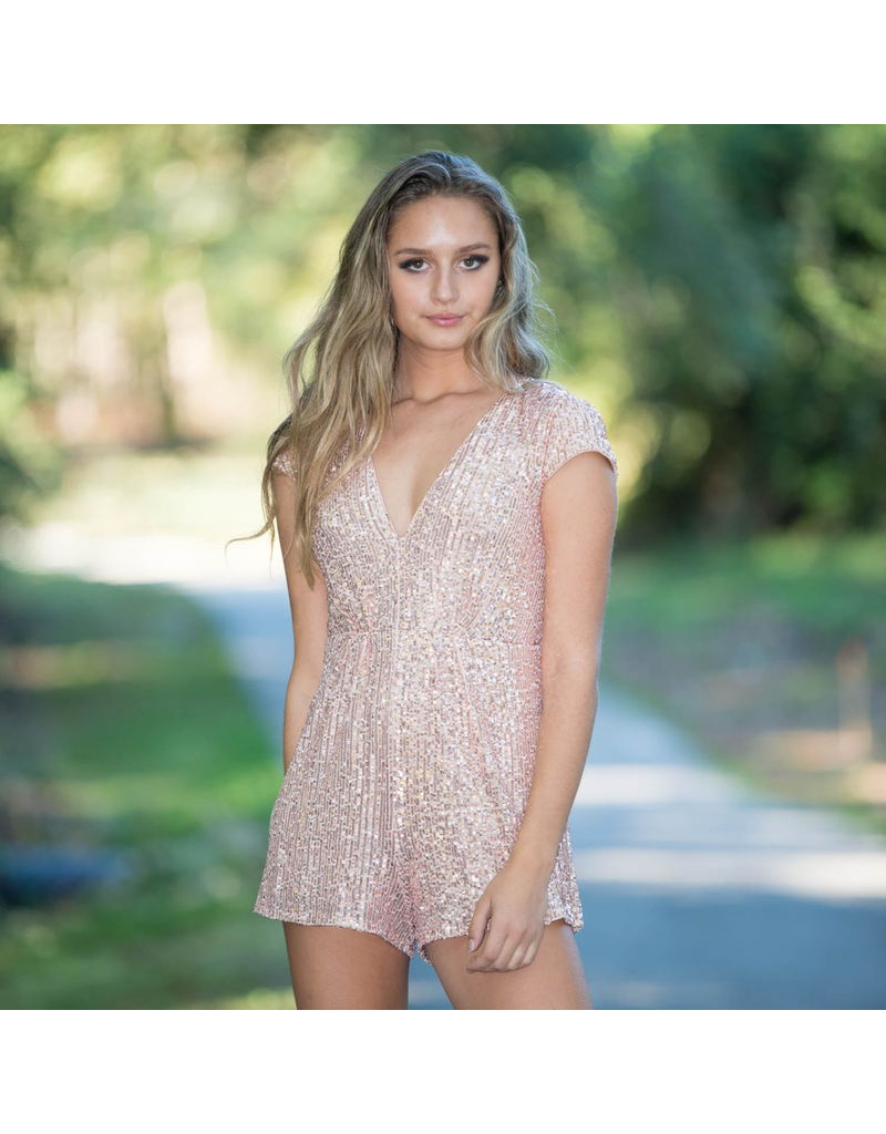 rose gold sequin romper