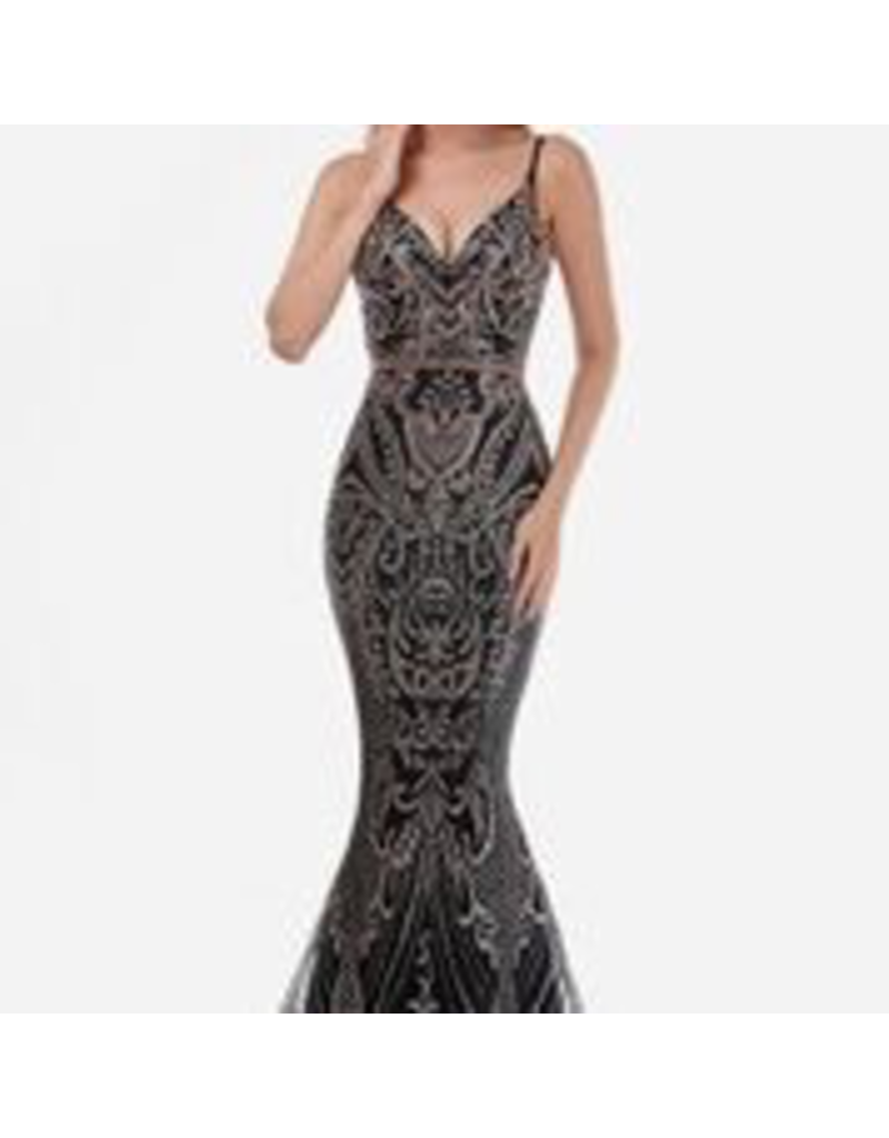 black embellished gown