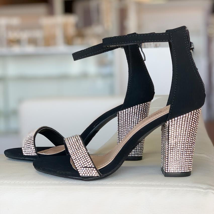 black embellished heels