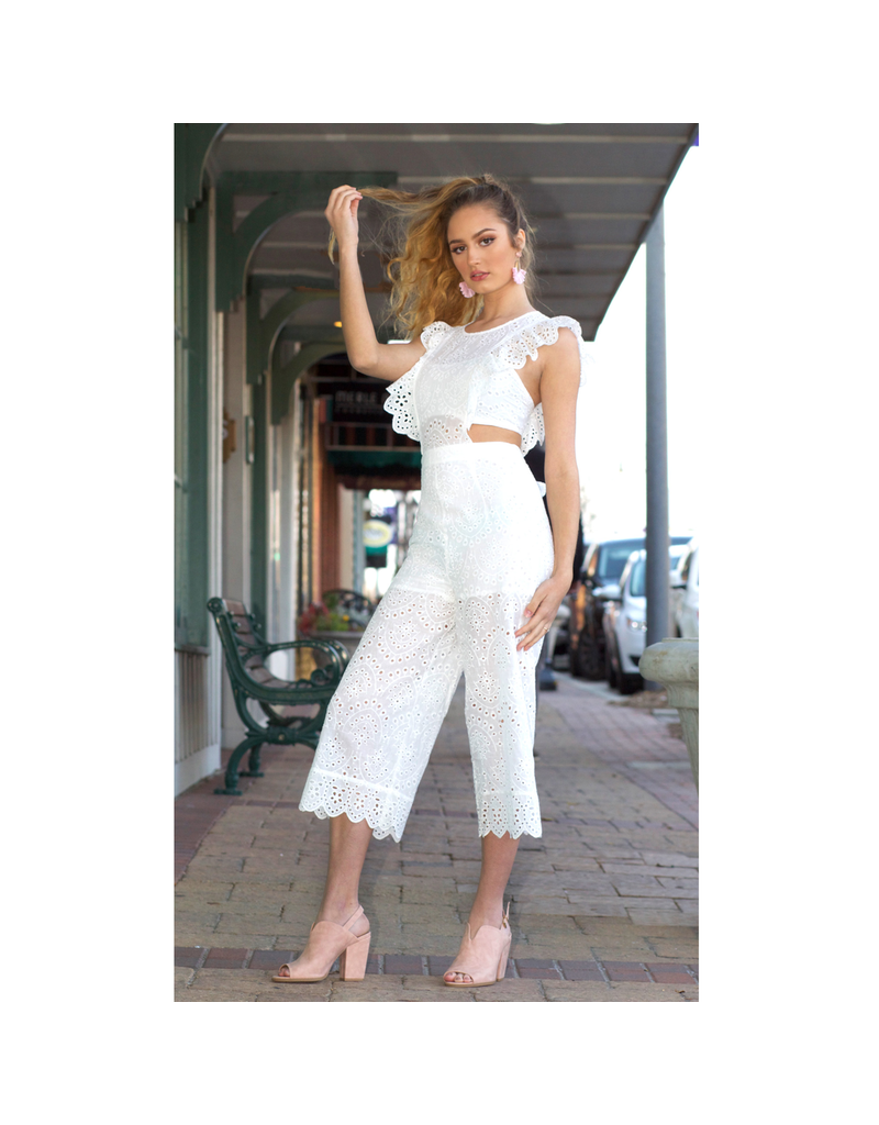 white eyelet jumpsuit