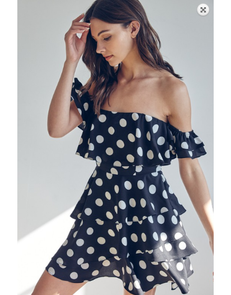 black white dotted dress