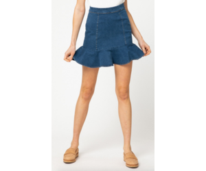 denim skirt with ruffle