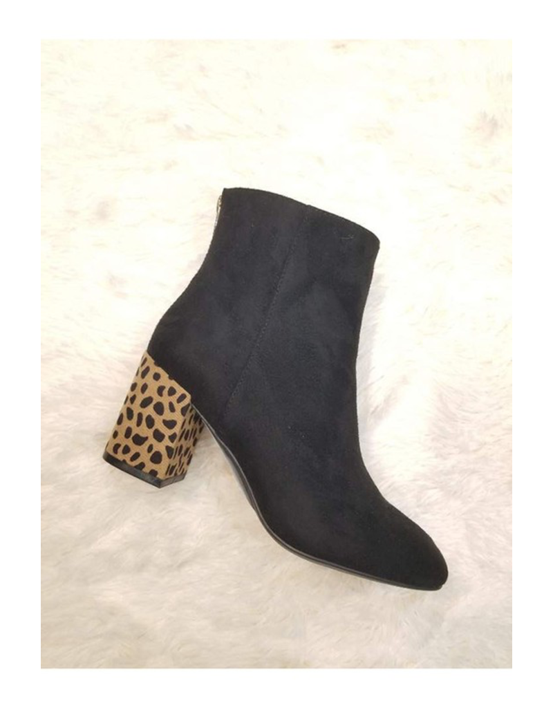 Black and Leopard Heel Boots - Cousin 