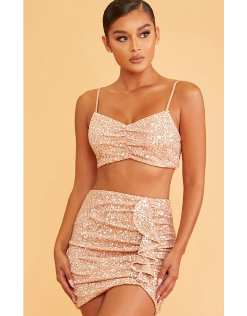 orange sequin crop top