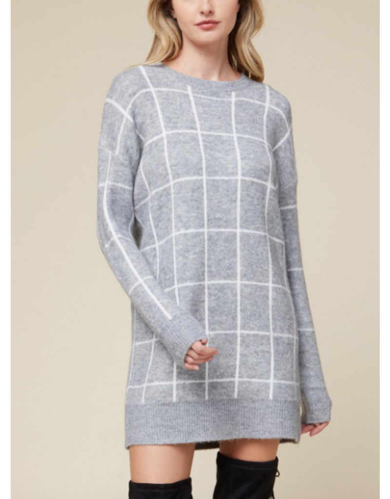 grid sweater dress