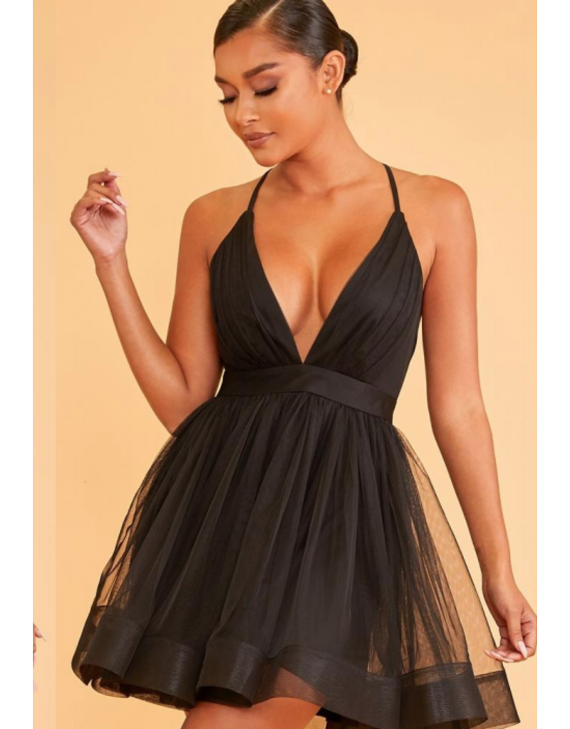 black tulle party dress