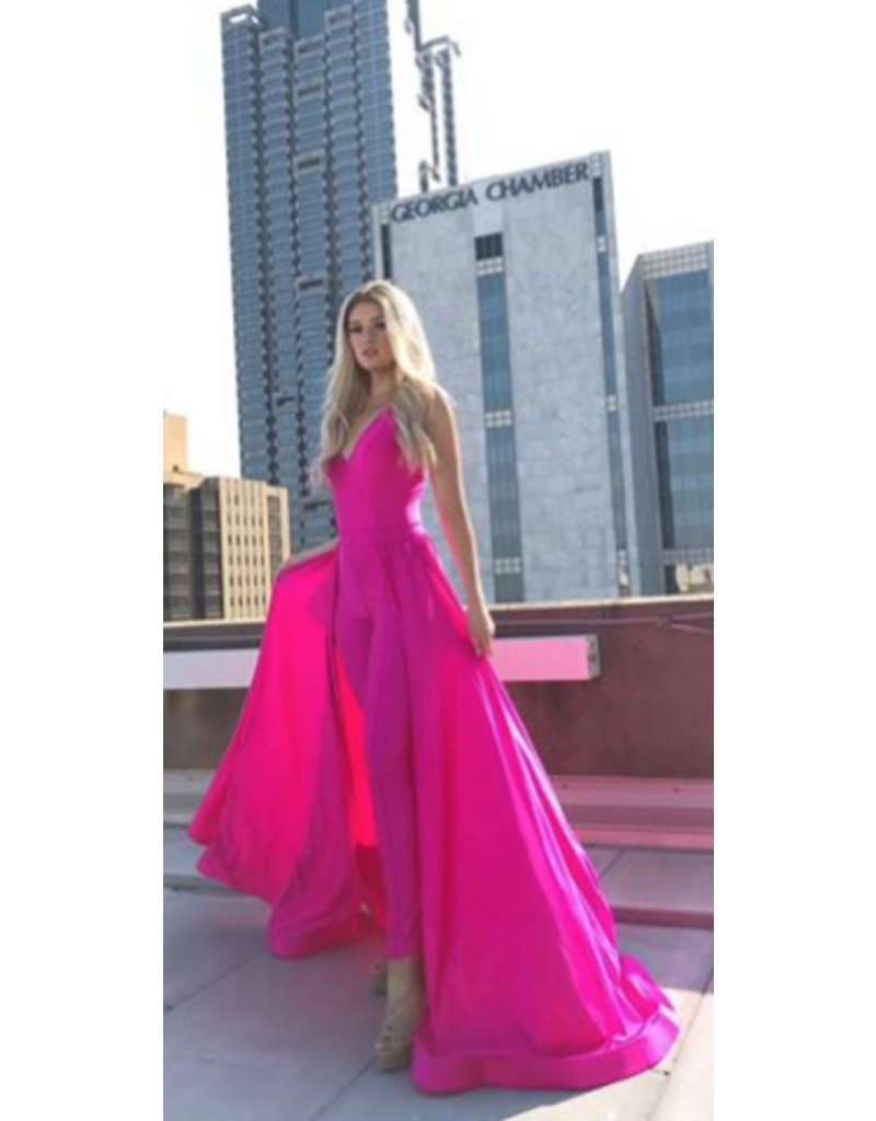 Hot Pink Jumpsuit With Detachable Skirt Cousin Couture