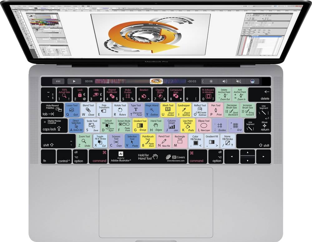 Kb Covers Illustrator Keyboard Cover For Macbook Pro 13 And 15 W Touch Bar Ramtech