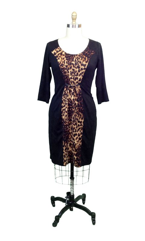 Lee Lee's Valise Katie Color Block Dress in Leopard