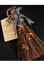 Handmade Crystal Protection Broom with Carnelian & Obsidian