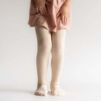 Little Stocking Co. Cable Knit Tights- Vanilla