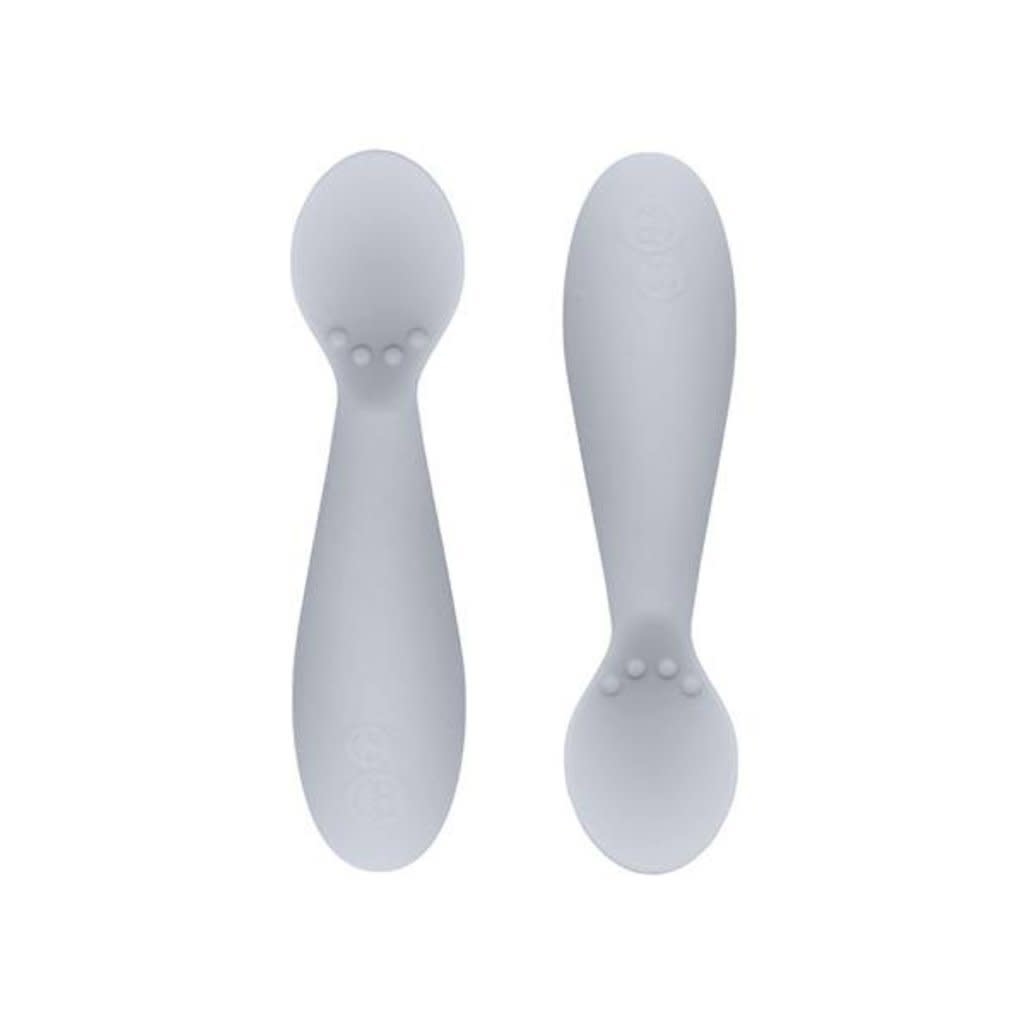 Ezpz Tiny Spoon (2 Pack in Gray) - 100% Silicone Spoons for Baby