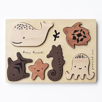 Wee Gallery Wooden Tray Puzzle-Ocean Animals