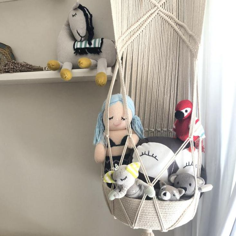 Finn + Emma Macrame Toy Hanging Basket