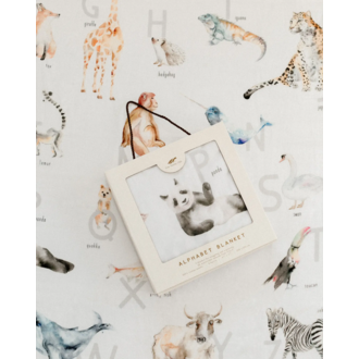 Cotton Muslin Watercolor Animal Alphabet Blanket