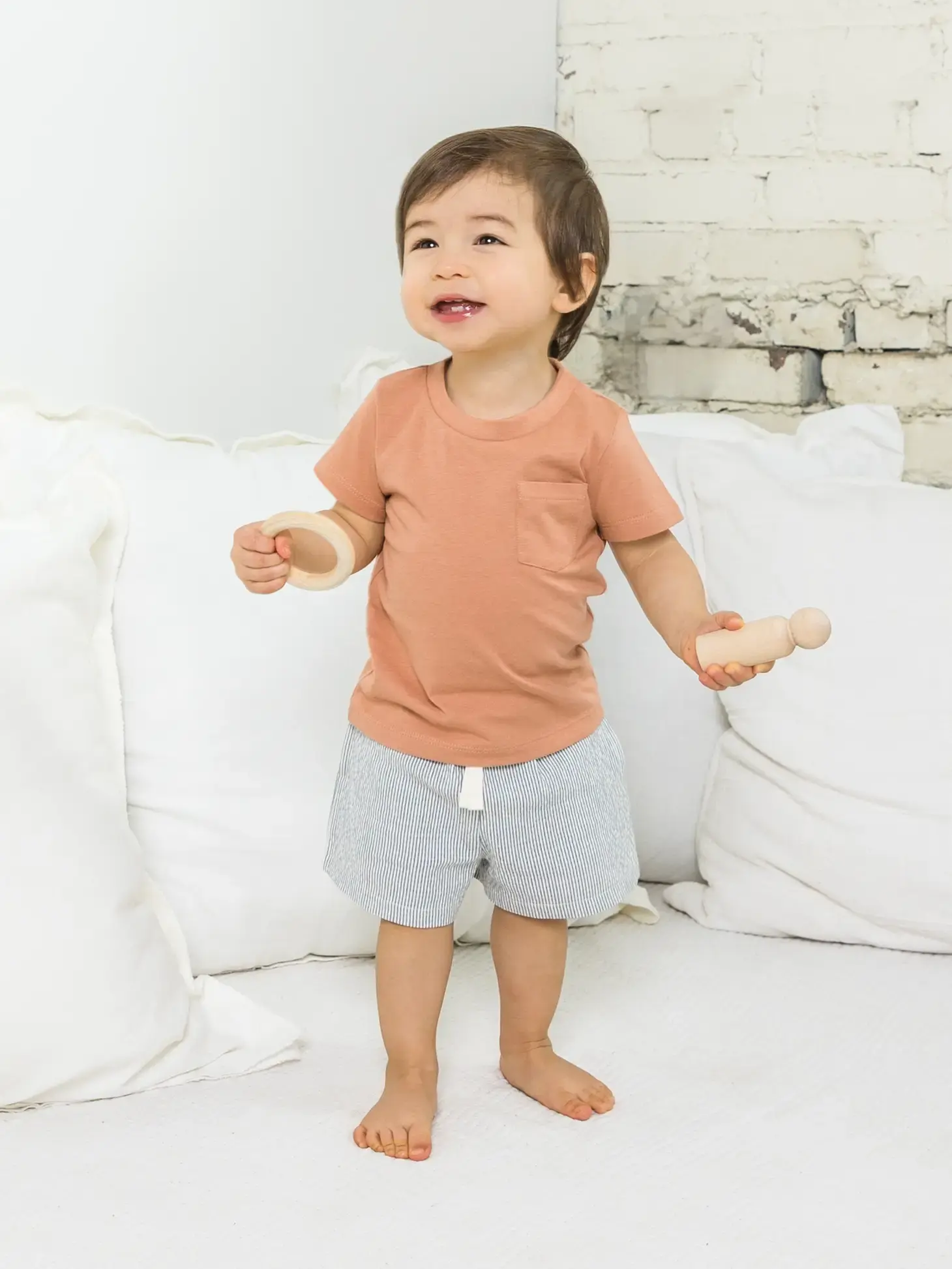 Nixie Seersucker Shorts Shore Stripe HipBabyGear