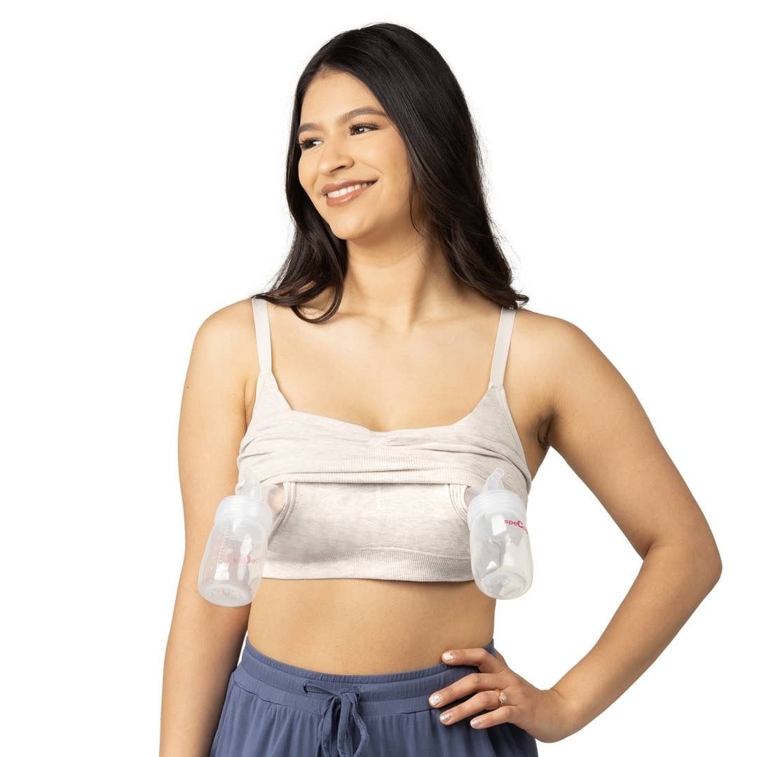 Sublime® Bamboo Hands-Free Pumping Lounge & Sleep Bra, Oatmeal Heather -  Kindred Bravely