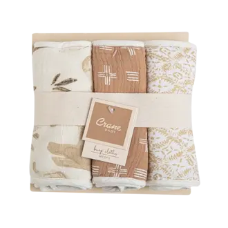 Crane Baby Burp Cloths 3 Pack- Kendi Crane Baby Burp Cloths 3 Pack- Kendi