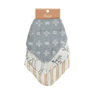 Crane Baby Muslin Bib Set 3 Pack- Ezra Crane Baby Muslin Bib Set 3 Pack- Ezra