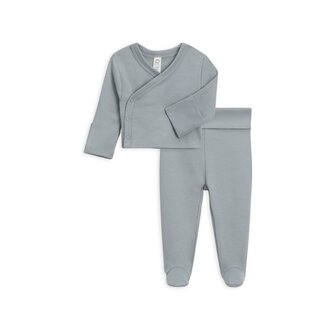 Colored Organics Kimono Wrap Top and Footed Pant Set- Mist Colored Organics Kimono Wrap Top and Footed Pant Set- Mist