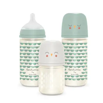 Suavinex Suavinex Bonhomia Sx Pro Glass Bottle 3PK- Beige/Mint Suavinex Suavinex Bonhomia Sx Pro Glass Bottle 3PK- Beige/Mint