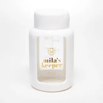 Mila's Keeper Glass Breast Milk Storage Bottle- Aspen White