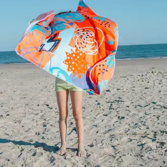 Luv Bug Sunscreen Towel with Hood- Orange Graffitti