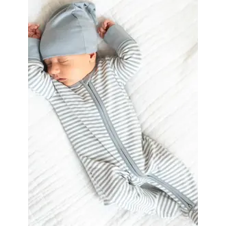 Colored Organics Peyton Zipper Sleeper- Mist Stripe