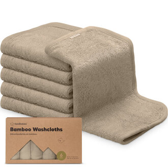 KeaBabies Bamboo 6-Pack Washcloths- Earth Brown