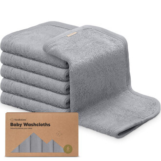 KeaBabies Bamboo 6-Pack Washcloths- Cool Grey