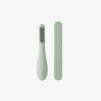 Ezpz Baby-Led Toothbrush + Sensory Tongue Depressor Dual Pack- Sage