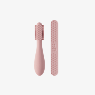 Ezpz Baby-Led Toothbrush + Sensory Tongue Depressor Dual Pack- Blush