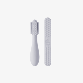 Ezpz Baby-Led Toothbrush + Sensory Tongue Depressor Dual Pack- Pewter