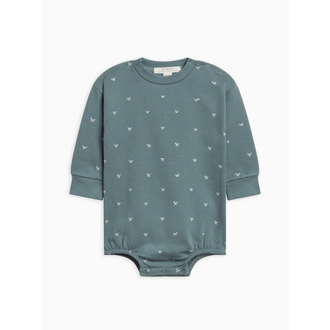 Colored Organics Jamie Fleece Bubble Romper- Bow/Teal