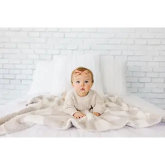 Love+Wild Oat Checkered Plush Blanket