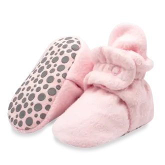Zutano Cozie Fleece Gripper Baby Bootie- Baby Pink