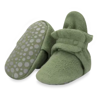 Zutano Cozie Fleece Gripper Baby Bootie- Olive