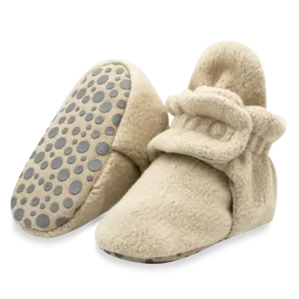 Zutano Cozie Fleece Gripper Baby Bootie- Khaki