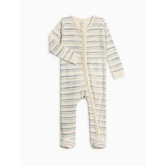 Colored Organics Peyton Footed Sleeper -Wave Stripe / Rain