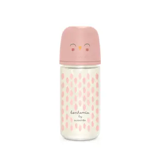Suavinex Suavinex Bonhomia Sx Pro 8oz Glass Bottle, Medium Flow-Pink