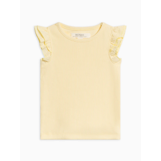 Colored Organics Daphne Ribbed Tank with Eyelet Ruffle - Butter
