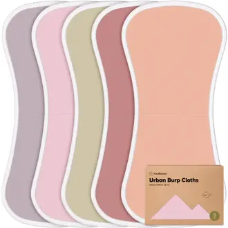 KeaBabies Burp Cloth, 5 Pack- Muted Pastel