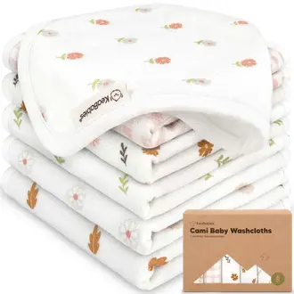 KeaBabies Bamboo 6-Pack Washcloths-  Petals
