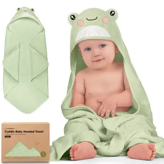 KeaBabies Cuddle Baby Hooded Towel- Frog