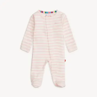 Magnetic Me Magnetic Me Footie- Pink Stripe Organic Cotton