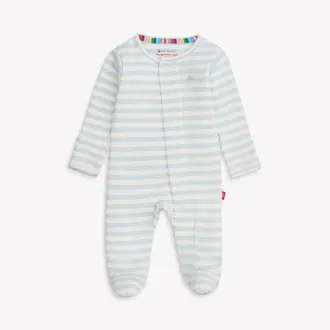 Magnetic Me Magnetic Me Footie- Blue Stripe Organic Cotton