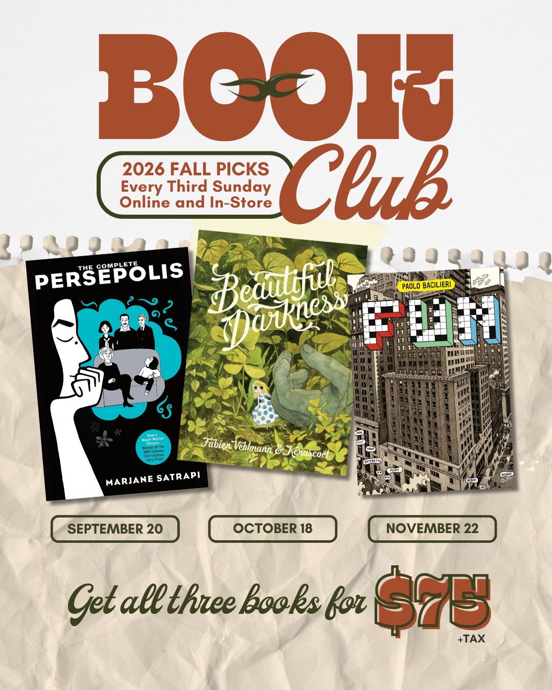 Crossover Comics Trio Book Club - Automne 2026