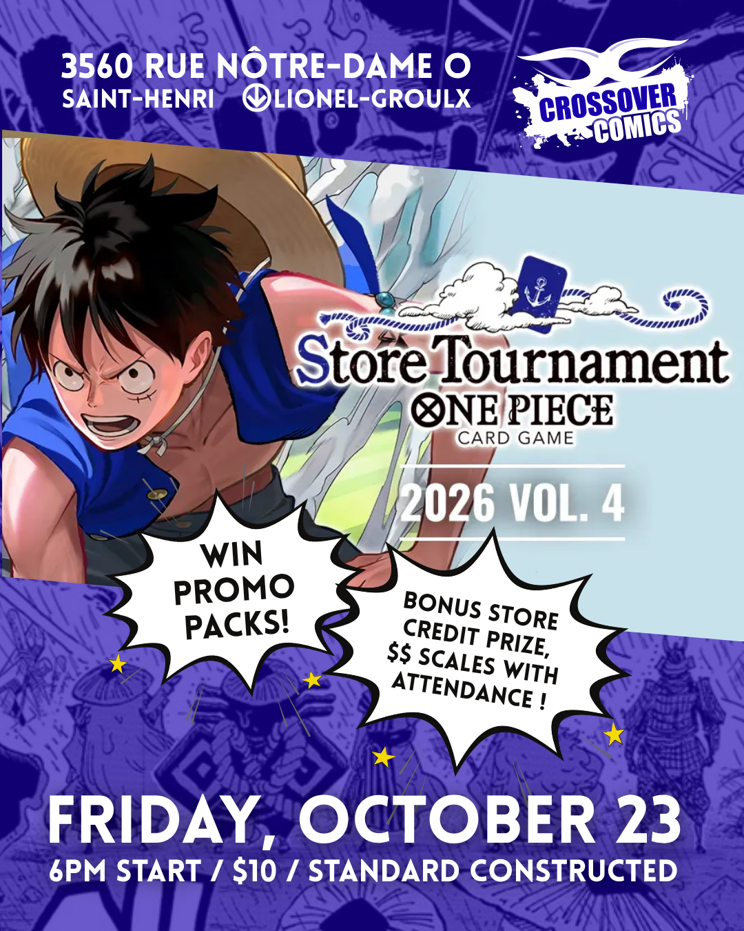 Crossover Comics One Piece Store Tournament - Friday, Oct 23, 18h