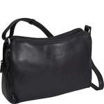 DEREK ALEXANDER EW TOP ZIP 2 COMP SHOULDER BAG OB9505 BLACK