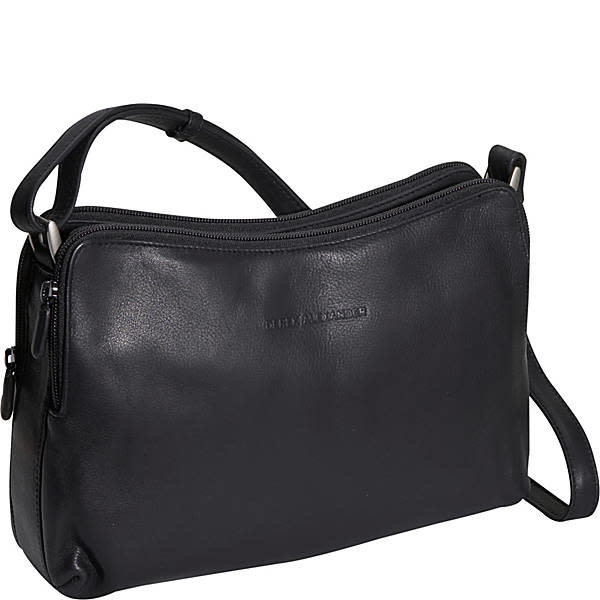 DEREK ALEXANDER EW TOP ZIP 2 COMP SHOULDER BAG OB9505 BLACK